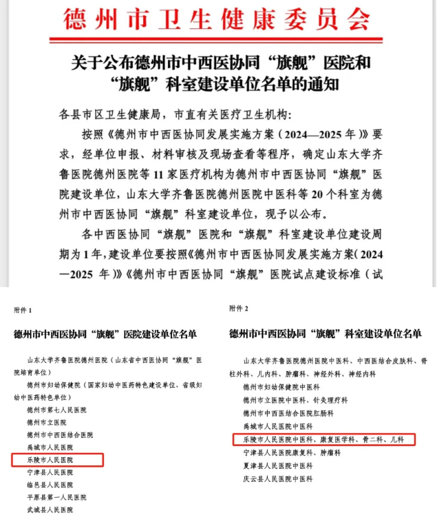 【喜讯】乐陵市人民医院获批德州市中西医协同“旗舰”医院建设单位